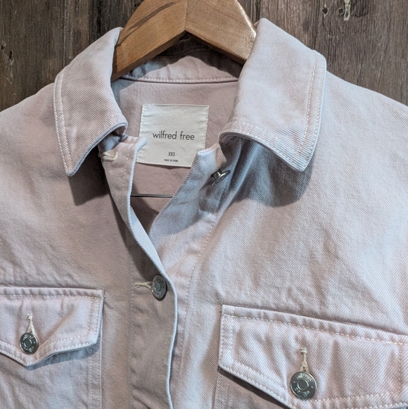 Wilfred Blush Pink Minimalist Cropped Denim Jacket, Size XXS - Picture 8 of 13